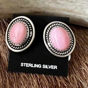 Sterling Silver Pink  Conch Earrings